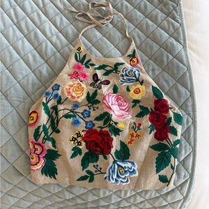 Alice + Olivia Taupe Smocked Detail Top